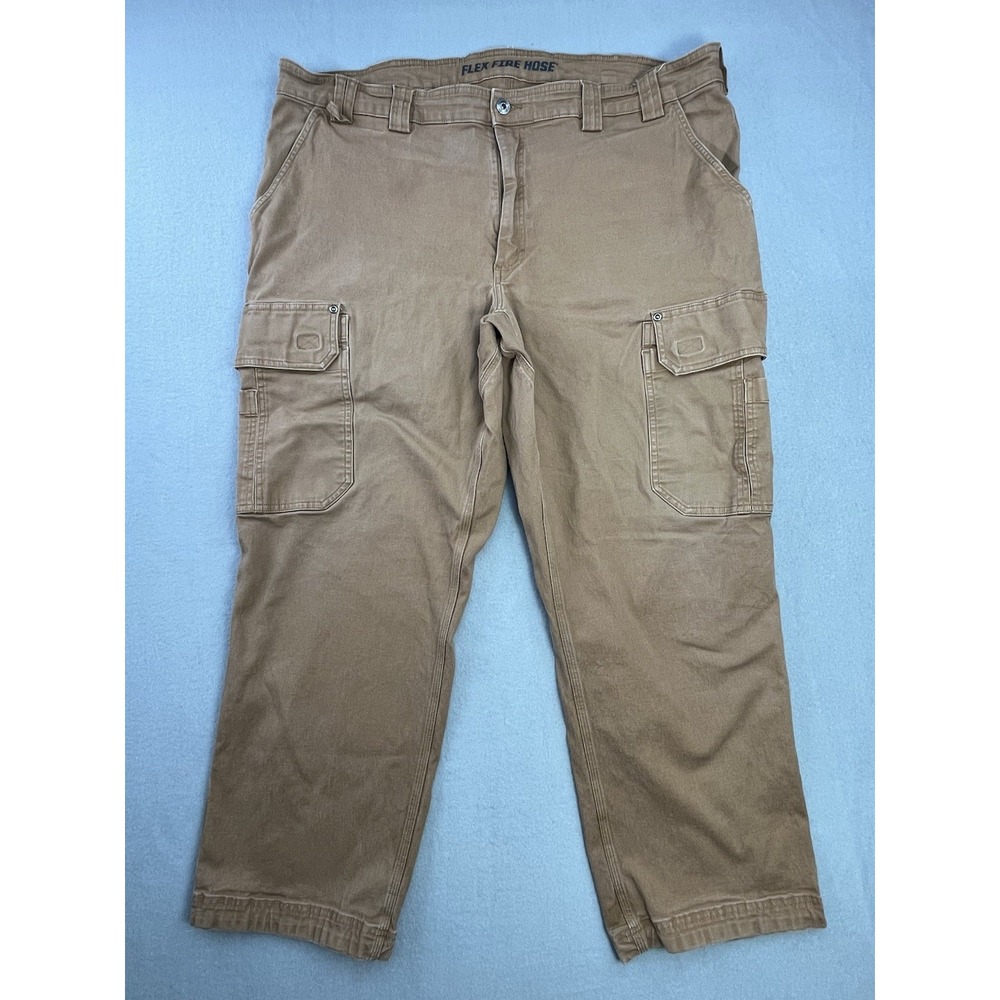 Duluth Trading Co Flex Fire Hose Relaxed Fit Work Pants Men 44x30 Tan Utility